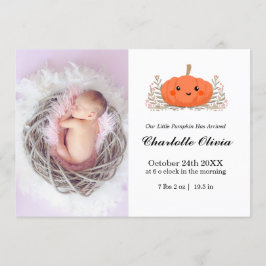 Pumpkin Baby Birth Announcement Card Einladung