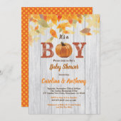 Pumpkin Baby Boy Dusche rustikales Holz ist ein Ju Einladung (Vorne/Hinten)