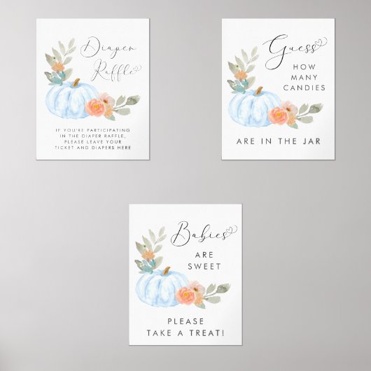 Pumpkin Baby Boy Shower Games Favoriten Poster Set (Vorderseite)