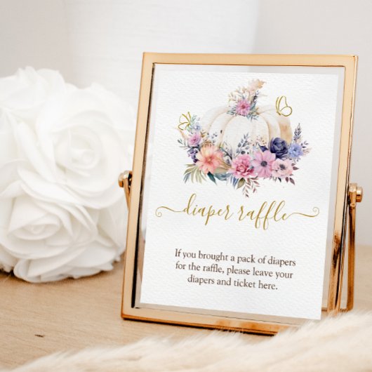 Pumpkin Baby Dusche Blumenmuster Raffle Game-Zeich Fotodruck