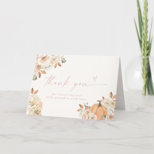 Pumpkin Baby Dusche Danke Karte, Boho Fall Baby (Vorderseite)