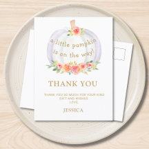 Pumpkin Baby Dusche Danke Postcard