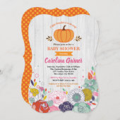 Pumpkin Baby Dusche Einladung Blume rustikal (Vorne/Hinten)