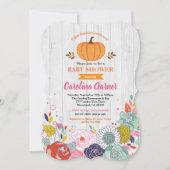 Pumpkin Baby Dusche Einladung Blume rustikal (Vorderseite)
