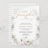Pumpkin Baby-Dusche Einladung Herbst Herbst Blüte (Vorne/Hinten)