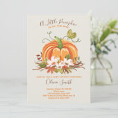 Pumpkin Baby Dusche Einladung Herbst Neutral (Stehend Vorderseite)