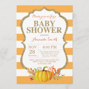 Pumpkin Baby Dusche Einladung Orange und Gold