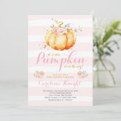 Pumpkin Baby Dusche Einladung Pink Gold Pumpkin (Stehend Vorderseite)