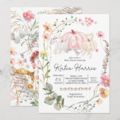 Pumpkin Baby Dusche Einladung, pinkPumpkin einlade Einladung (Vorne/Hinten)