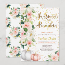 Pumpkin Baby Dusche Einladung Rosa und Gold Rosa r