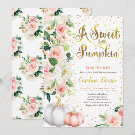 Pumpkin Baby Dusche Einladung Rosa und Gold Rosa r