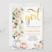 Pumpkin Baby Dusche Einladung Rosa und Gold Rosa r (Vorderseite)