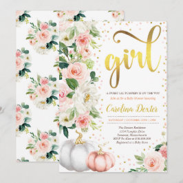 Pumpkin Baby Dusche Einladung Rosa und Gold Rosa r