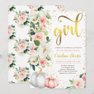 Pumpkin Baby Dusche Einladung Rosa und Gold Rosa r