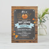Pumpkin Baby Dusche Einladung rustikale Holzkreide (Stehend Vorderseite)