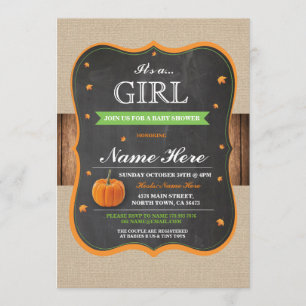Pumpkin Baby Dusche Es ist ein Girl Party Holzwoll Einladung