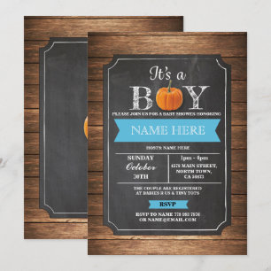 Pumpkin Baby Dusche Es ist ein Junge Party blau Ei Einladung