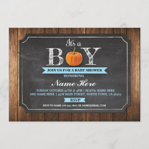 Pumpkin Baby Dusche Es ist eine Boy Wood Einladung