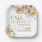 Pumpkin Baby Dusche Fall in Liebe Boho Papier Pappteller (Vorderseite)