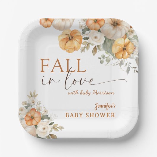 Pumpkin Baby Dusche Fall in Liebe Boho Papier Pappteller (Vorderseite)