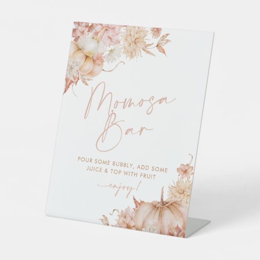 Pumpkin Baby Dusche Fall Mimosa Momosa Bar Sign Sockelschild (Vorderseite)