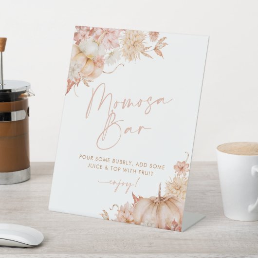 Pumpkin Baby Dusche Fall Mimosa Momosa Bar Sign Sockelschild (In SItu)