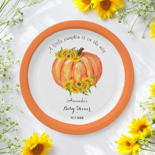 Pumpkin Baby Dusche Fall Orange White Pappteller