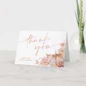 Pumpkin Baby Dusche Fall Pink Floral Dankeskarte (Vorderseite)