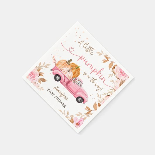 Pumpkin Baby Dusche Fall Pink Truck Party Paper Serviette (Ecke)