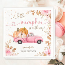 Pumpkin Baby Dusche Fall Pink Truck Party Paper