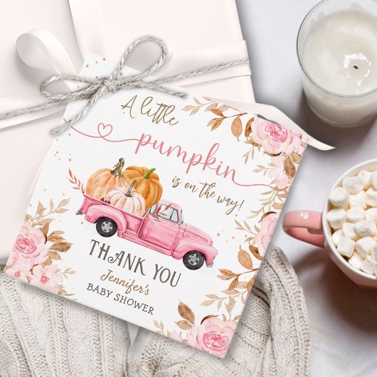 Pumpkin Baby Dusche Fall Pink Truck Vielen Dank Geschenkanhänger