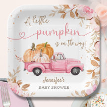 Pumpkin Baby Dusche Fall rosa LKW Papier