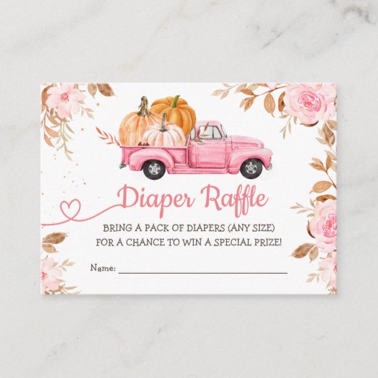Pumpkin Baby Dusche Fall rosa LKW Windelwanne Begleitkarte (Vorderseite)