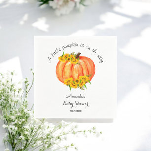 Pumpkin Baby Dusche Fall Sonnenblume Orange White Serviette