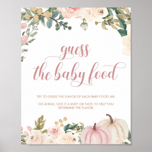 Pumpkin Baby Dusche Floral Ratet das Baby Food Poster (Vorne)