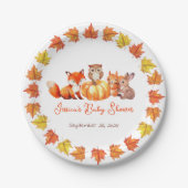 Pumpkin Baby Dusche Herbstlaub Niedlich Fox Bunny  Pappteller (Vorderseite)