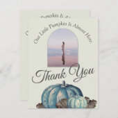 Pumpkin Baby Dusche Light Grau Blue Watercolor Dankeskarte (Vorne/Hinten)