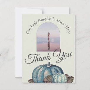 Pumpkin Baby Dusche Light Grau Blue Watercolor Dankeskarte