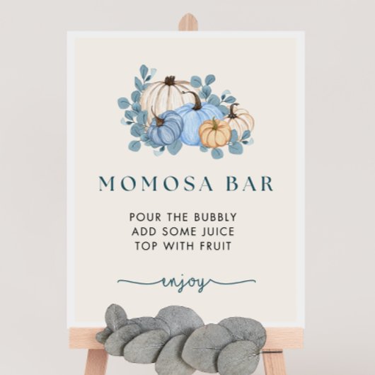 Pumpkin Baby Dusche Momosa Bar Sign Poster