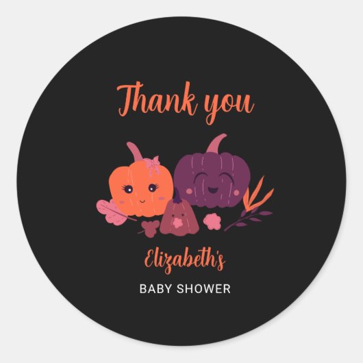 Pumpkin Baby Dusche Niedlich Black Halloween Runder Aufkleber (Vorderseite)