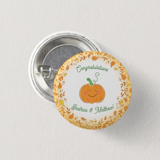 Pumpkin Baby Dusche Niedlicher Fall Button (Vorne & Hinten)