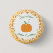 Pumpkin Baby Dusche Niedlicher Fall Button (Vorderseite)