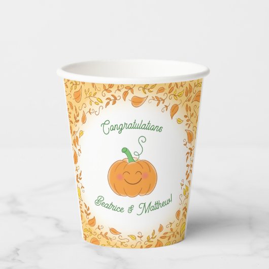 Pumpkin Baby Dusche Niedlicher Fall Pappbecher (Vorderseite)