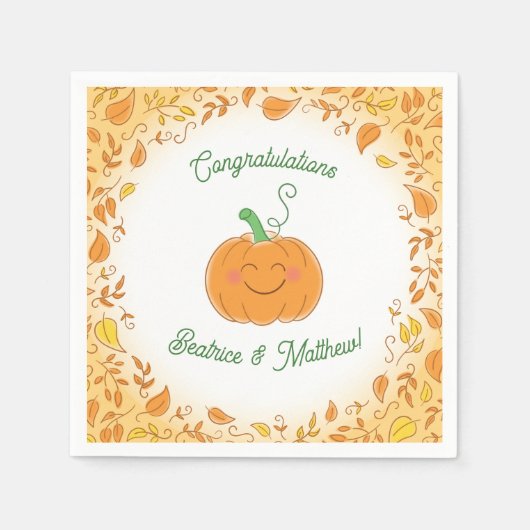 Pumpkin Baby Dusche Niedlicher Fall Serviette (Vorderseite)
