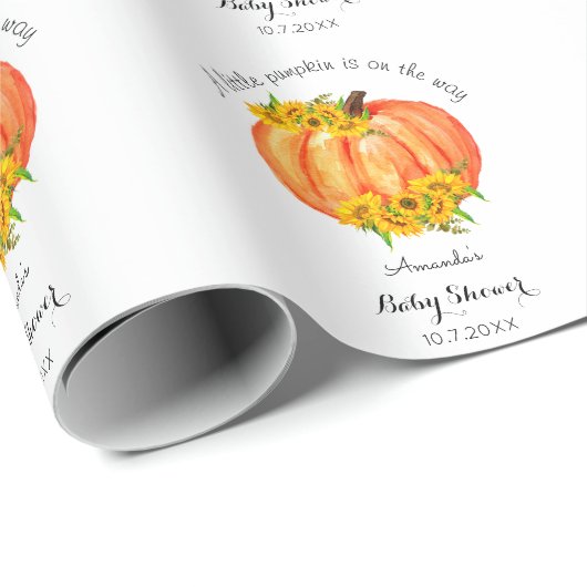 Pumpkin Baby Dusche Orangefarbenes weißes Schleifp Geschenkpapier (Rolleneckpunkt)