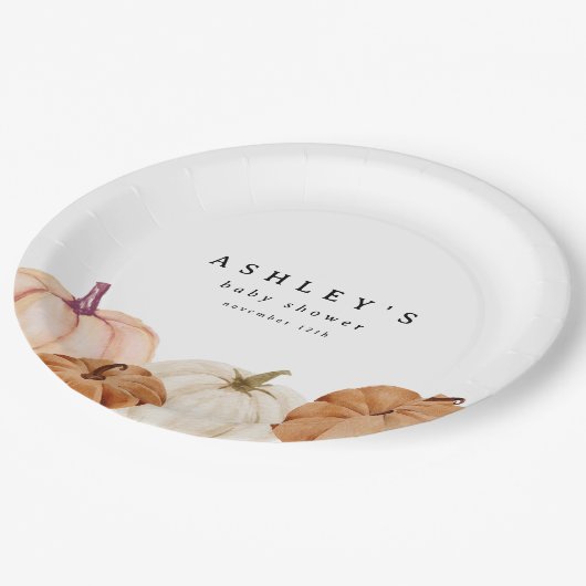 Pumpkin Baby Dusche Pappteller (Schrägansicht)