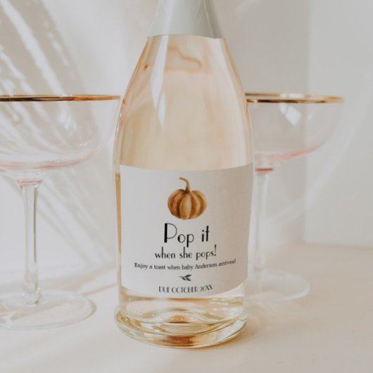 Pumpkin Baby Dusche Pop, wenn sie Pop Schaumweinetikett