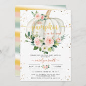 Pumpkin Baby Dusche, rosa Gold Elegant Einladung (Vorne/Hinten)