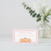 Pumpkin Baby Dusche Rosa Karierte Bücher für Baby Begleitkarte (Stehend Vorderseite)