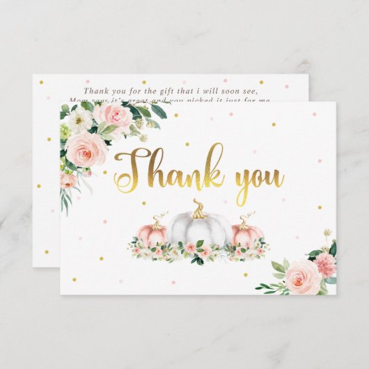 Pumpkin Baby Dusche rot rot und Gold Danke (Vorne/Hinten)